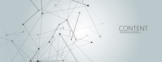 Chemistry, medicine, science and technology geometric abstract background. Molecular connected lines with dots. Polygonal futuristic structure on horizontal illustration