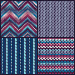 Seamless knitted pattern. Set of color backgrounds