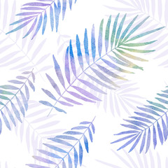 watercolor palm leaves seamless pattern