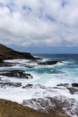 Fototapeta na wymiar Highway ocean coastline in Hawaii, USA