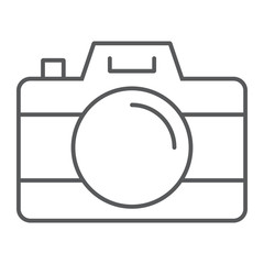 Camera thin line icon, travel and tourism, photo sign vector graphics, a linear pattern on a white background, eps 10.