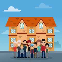 Family and house real estate cartoons vector illustration graphic design