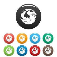 Moving earth icon. Simple illustration of moving earth vector icons set color isolated on white