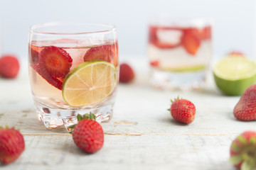 Water with strawberry and lime