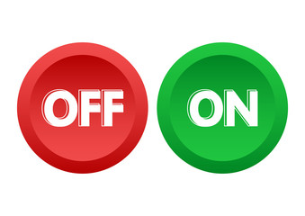 Red and green buttons ON/OFF. Vector illustration