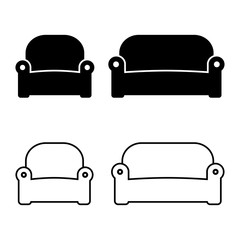 Obraz na płótnie Canvas Armchair and sofa, flat and outline design. Vector illustration
