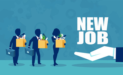 Vector of a corporate boss offering a new employment opportunity to employees