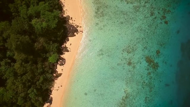 Aerial view of the empty paradisiacal beach of Koh Rok Yai island.
