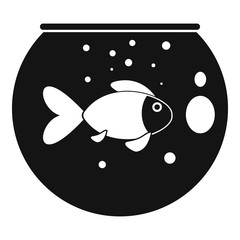 Fish round aquarium icon. Simple illustration of fish round aquarium vector icon for web design isolated on white background