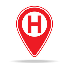 hospital map pin icon. Element of warning navigation pin icon for mobile concept and web apps. Detailed hospital map pin icon can be used for web and mobile
