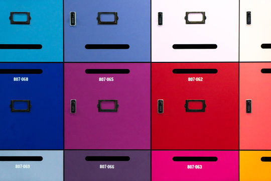 Deposit boxes of various colors