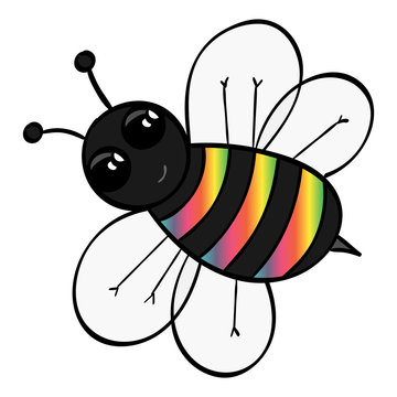 Rainbow Stripped Cartoon Bee