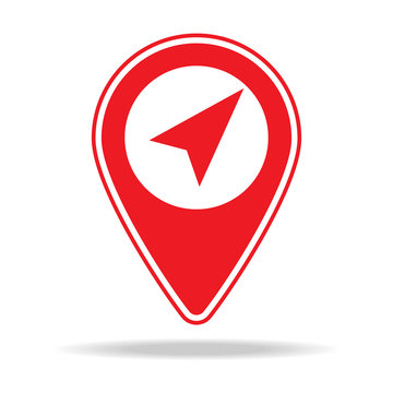 location arrow map pin icon. Element of warning navigation pin icon for mobile concept and web apps. Detailed location arrow map pin icon can be used for web and mobile
