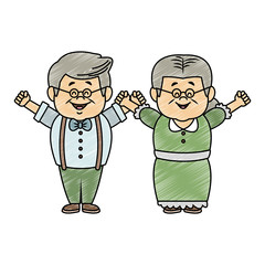 Beautiful grandparents couple cartoon vector illustration graphic design