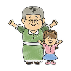 Cute grandmother with granddaugther vector illustration graphic design