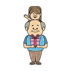 Cute grandfather with granddaugther vector illustration graphic design