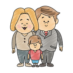 Parents and son family cartoon vector illustration graphic design