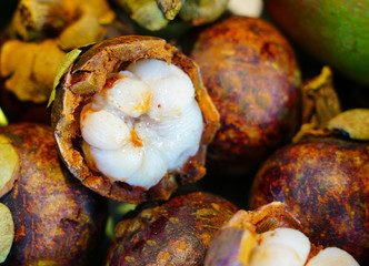 Mangosteen fruit at an Asian market