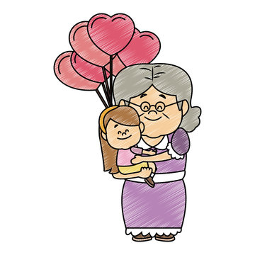 Cute grandmother with granddaugther vector illustration graphic design