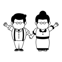 Beautiful grandparents couple cartoon vector illustration graphic design