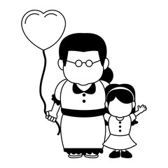 Cute grandmother with granddaugther vector illustration graphic design