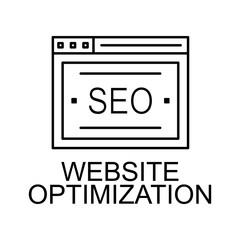 website optimization line icon. Element of seo and web optimization icon with name for mobile concept and web apps. Thin line website optimization line icon can be used for web