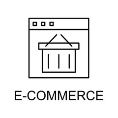 e-commerce website line icon. Element of seo and web optimization icon with name for mobile concept and web apps. Thin line e-commerce website line icon can used for web and mobile