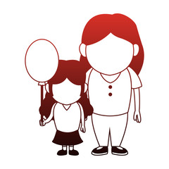 Mom with daugther faceless cartoon vector illustration graphic design