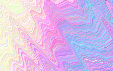 Holographic Distorted Wavy Stripes Vector Background. Vivid Gradient Glitch. Pastel Rainbow Fluid Texture. Psychedelic Color Neon Surface in Cyan, Blue, Pink, Violet, Magenta and Yellow.