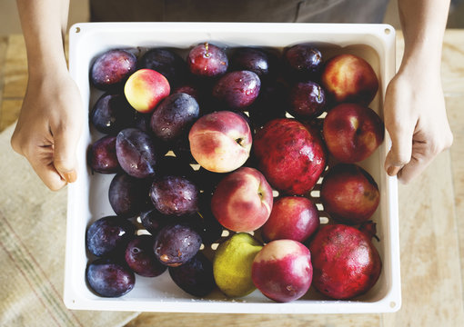 Organic fruits food photography recipe idea