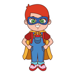 Cute boy with superhero costume vector illustration graphic design