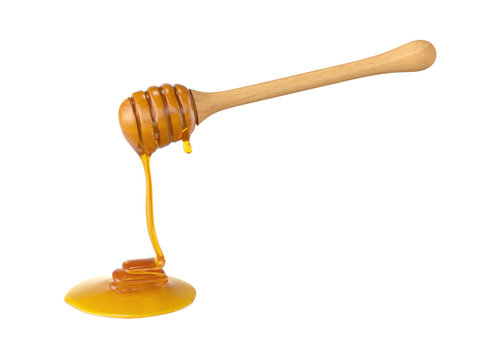 Honey and dipping on white background, 3D rendering