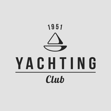 
Yachting club logo set. Yachting, yahct club logo set with boad, sail and yacht. Yacht sport yachting club set.