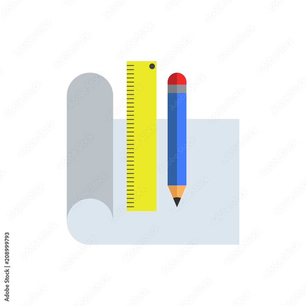 Poster drawing accessories flat icon. element of programming colored icon for mobile concept and web apps. 