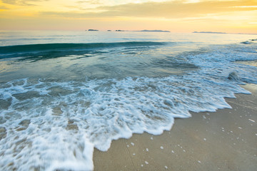 Landscape of beach with sunset sky