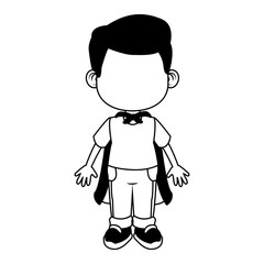 Cute boy with superhero costume vector illustration graphic design