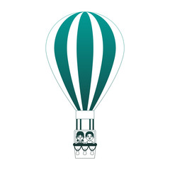 Obraz premium Kids flying in hot air balloon vector illustration graphic design
