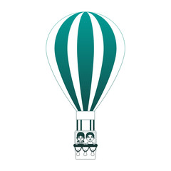 Kids flying in hot air balloon vector illustration graphic design