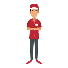 Courier deliveryman cartoon vector illustration graphic design