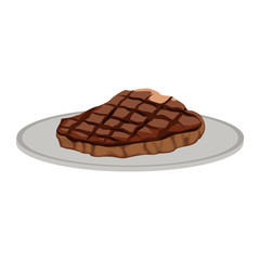 Beef steak on dish vector illustration graphic design