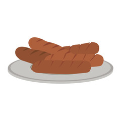 Sausages on dish vector illustration graphic design