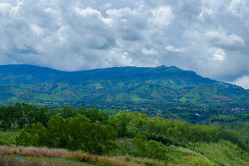 Rural scene with mountains in the background