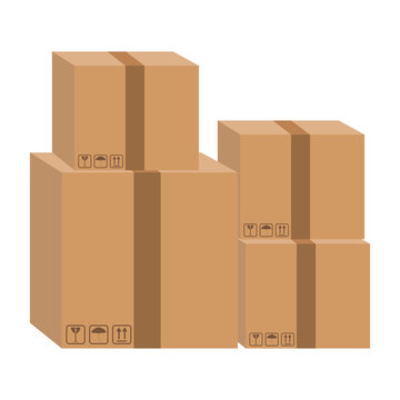 Cardboard Boxes Stacked Vector Illustration Graphic Design