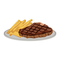 Beef steak with fries vector illustration graphic design
