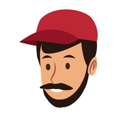 Young man face cartoon vector illustration graphic design