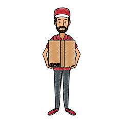 Courier holding box cartoon vector illustration graphic design