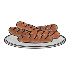 Sausages on dish vector illustration graphic design