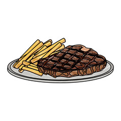 Beef steak with fries vector illustration graphic design