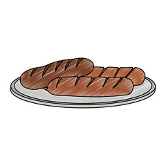 Sausages on dish vector illustration graphic design