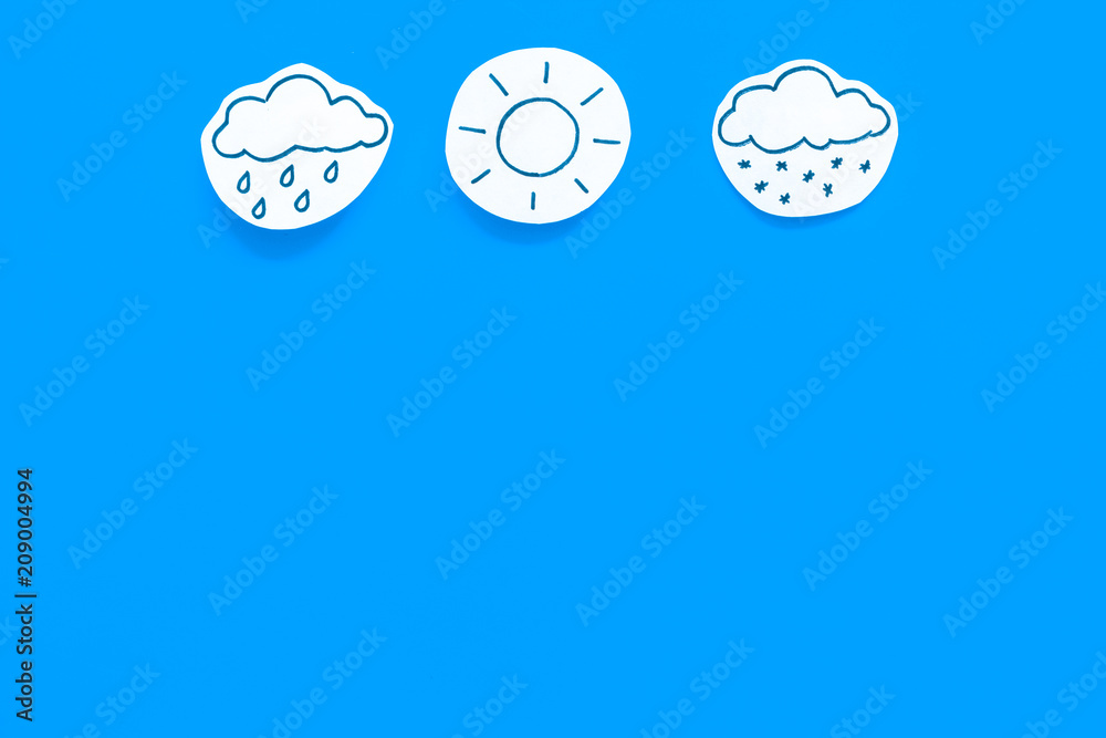 Canvas Prints modern weather icons set on blue background top view copy space
